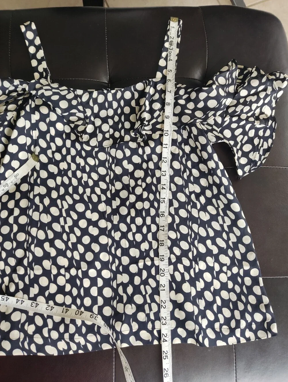 J. Crew Black & Ivory Ratti Print Polka Dot Cold-Shoulder Camisole Size 6